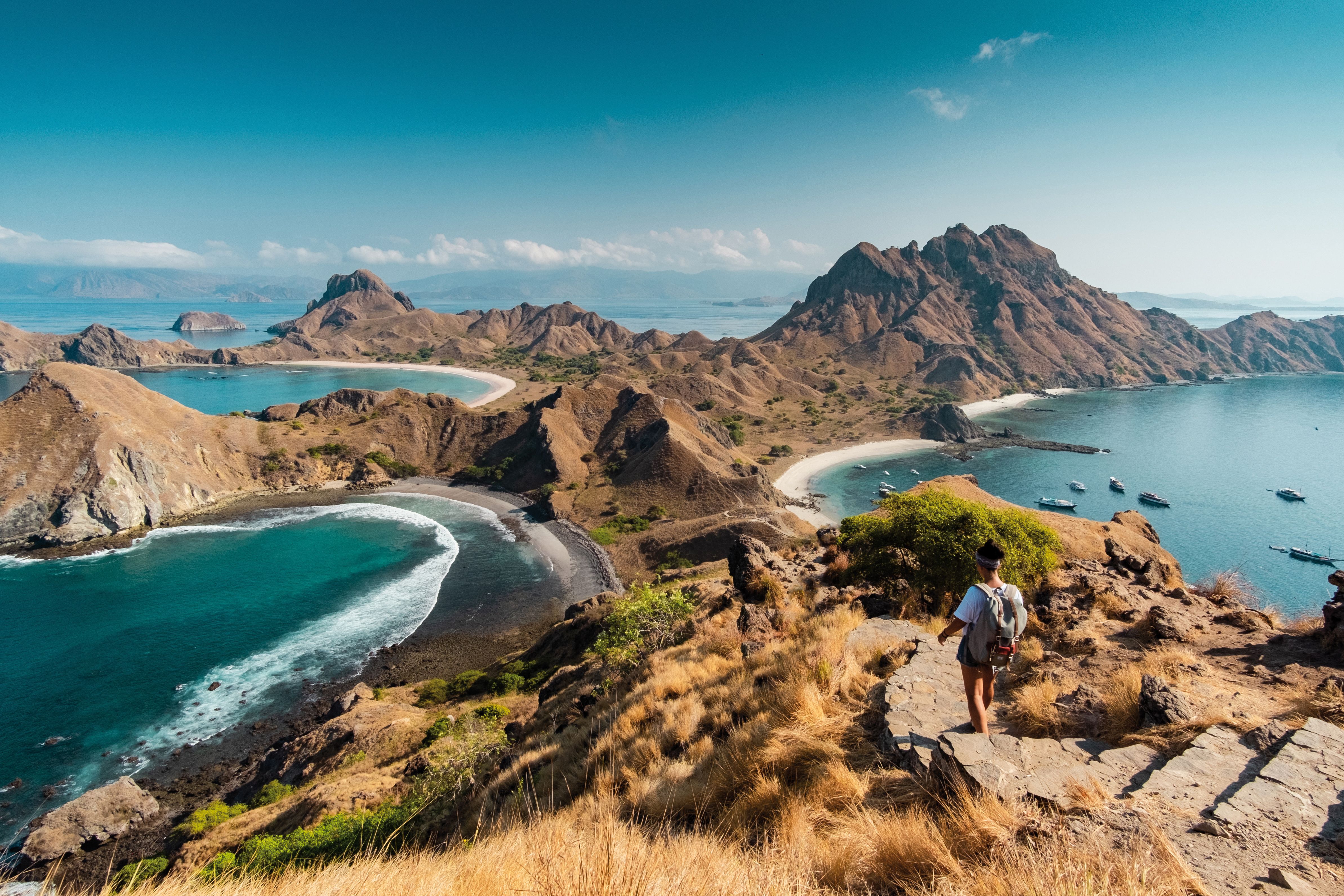 Sunset view over Labuan Bajo harbour — gateway to Komodo island luxury tour in Indonesia